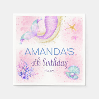 Magical Mermaid Birthday Under the Sea Napkin