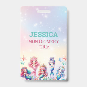 Magical Mermaid Birthday Under The Sea Photo ID Badge