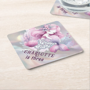 Magical Mermaid Children's Birthday Party Paper Coaster
