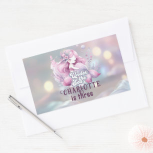 Magical Mermaid Children's Birthday Party Rectangular Sticker