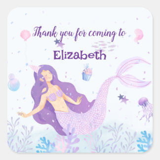 Magical Mermaid Children's Birthday Square Sticker