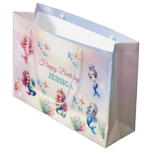 Magical Mermaid Happy Birthday Large Gift Bag