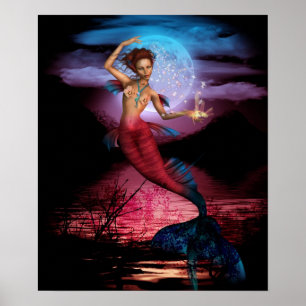 Magical Mermaid Moon Poster Print