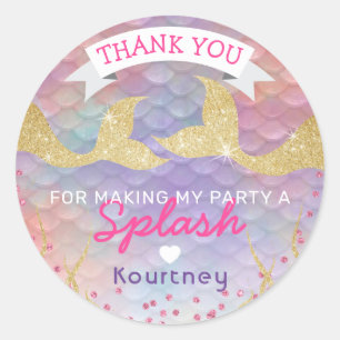Magical Mermaid Party Thank You Classic Round Sticker