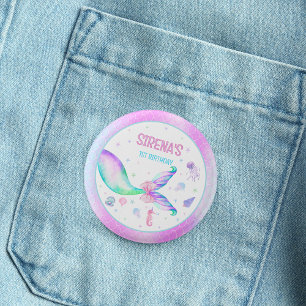 Magical Mermaid Pink Purple Birthday 3 Cm Round Badge