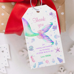 Magical Mermaid Pink Purple Birthday Gift Tags