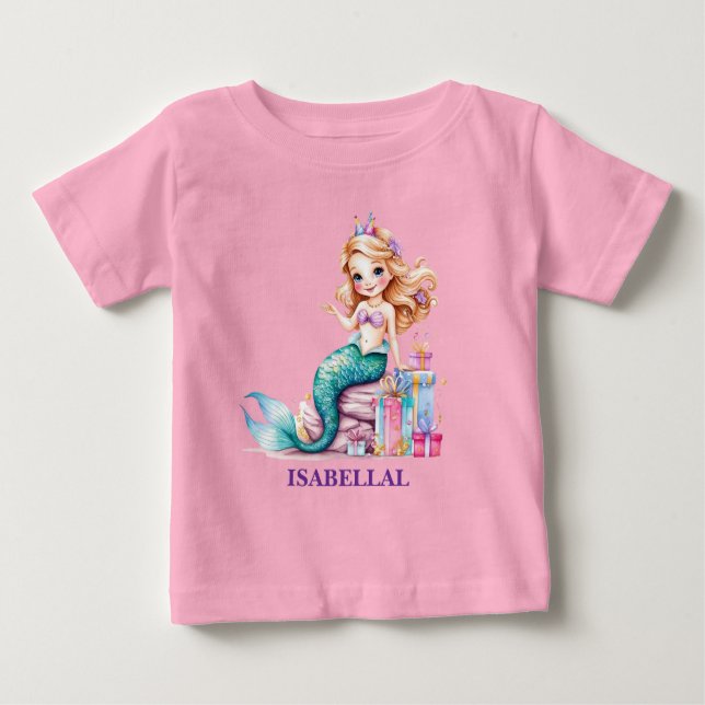 Magical mermaid rainbow Birthday girl party Baby T-Shirt (Front)