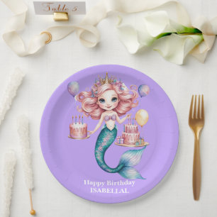 Magical mermaid rainbow Birthday girl party Paper Plate
