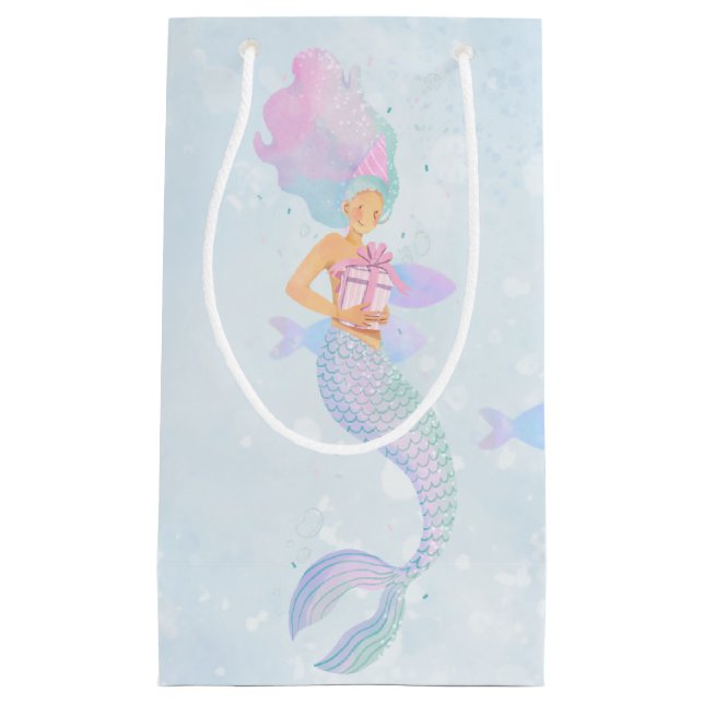 Magical Mermaid Themed Birthday Party  Small Gift Bag (Front)