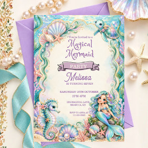 Magical Mermaid Under The Sea Birthday Party Invitation