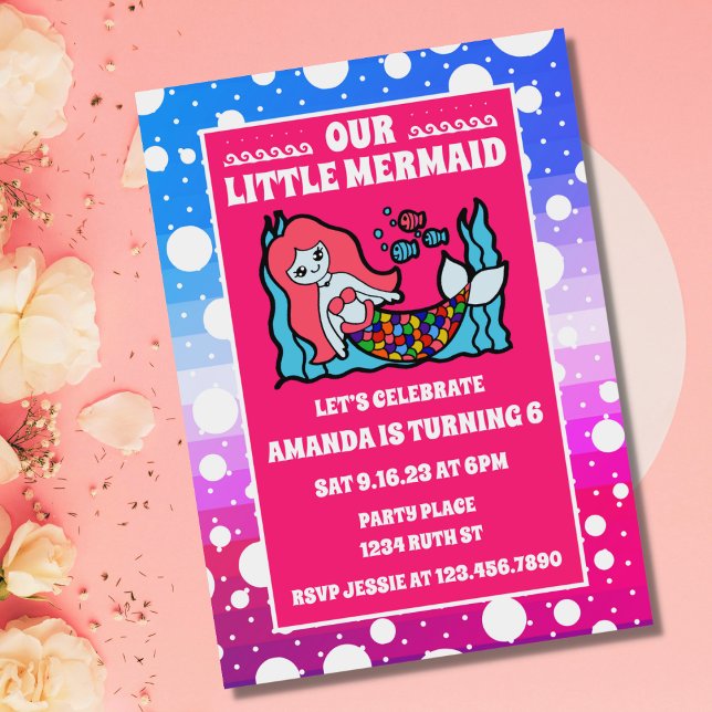 Magical Mermaid Under The Sea Birthday Party Invitation (Creator Uploaded)