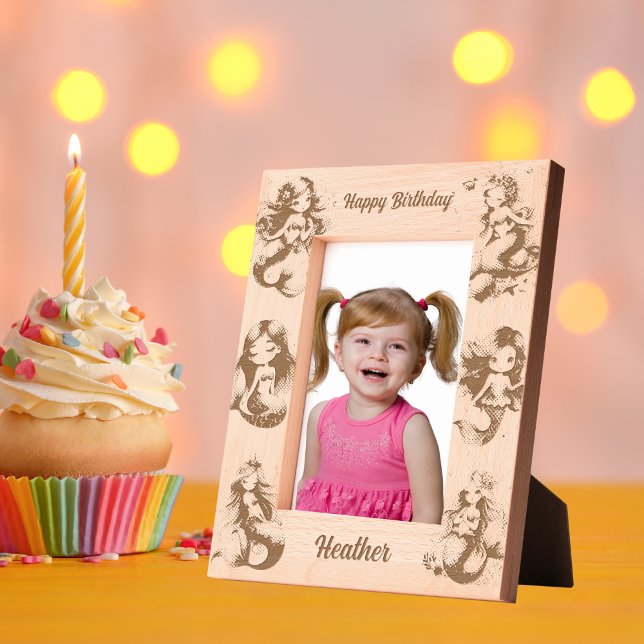 Magical Mermaid Under the Sea Kids Birthday Gift Etched Frames (Creator Uploaded)