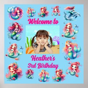 Magical Mermaid Under the Sea Kids Birthday Party Poster