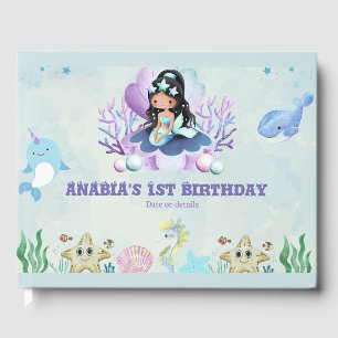 Magical Mermaid Watercolor Birthday Guest Book
