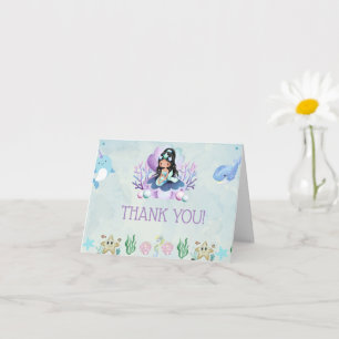 Magical Mermaid   Watercolor Birthday Thank You Card