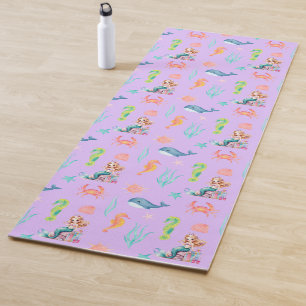 Magical mermaid whale rainbow Birthday girl party Yoga Mat