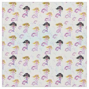 Magical Mermaids and Water Bubbles Fabric
