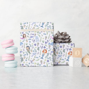 Magical Mermaids Modern Watercolor Wrapping Paper
