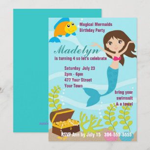 Magical Mermaids Pool Party Invitation