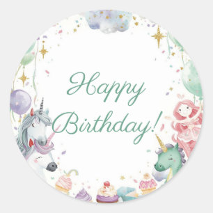 Magical Mermaids Unicorns Rainbow Favour Stickers
