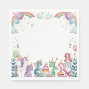Magical Mermaids Unicorns Rainbow Personalised Napkin
