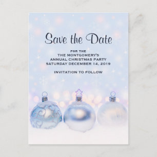 Magical Metallic Christmas Balls Save the Date Postcard