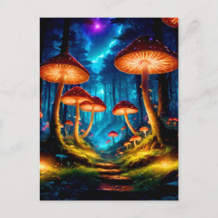 Magical Midnight Mushroom Forest Postcard
