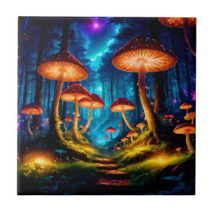 Magical Midnight Mushroom Forest Tile