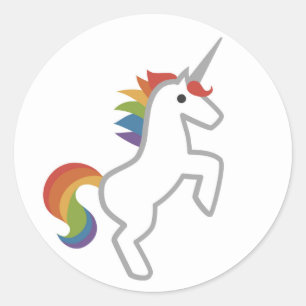 Magical Minimal Rainbow Unicorn Emoji Icon Classic Round Sticker