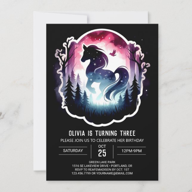 Magical Minimalist Horse Birthday Invitation (Front)