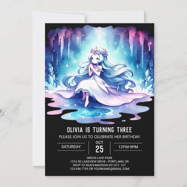 Magical Minimalist Princess Birthday Invitation (Front)