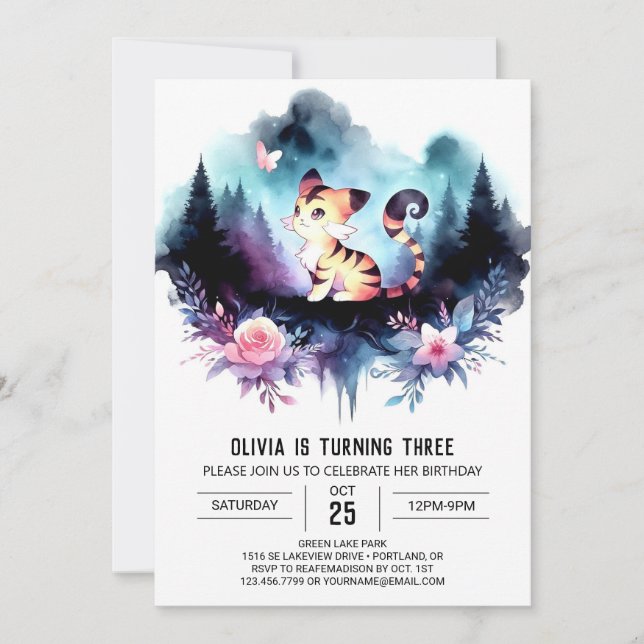 Magical Minimalist Tiger Birthday Invitation (Front)