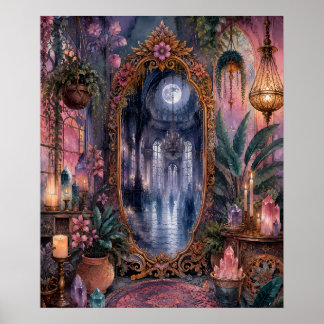 Magical Mirror Portal Haunted Ballroom Whimsigoth Poster