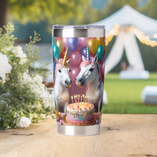 Magical Moments: A White Unicorns' Birthday Bash Insulated Tumbler