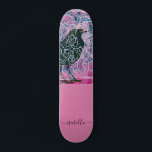 Magical Monogram Skateboard<br><div class="desc">Magical raven embedded in an ancient runestone. Runestones date back to the 4th century. Add your simple script signature monogram. Lush pale red violet and black hues with white runic symbols. For those who love all things magical and fantasy.</div>