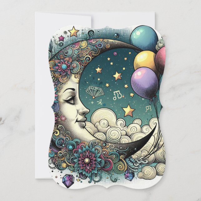 Magical Moon Birthday Card | Greeting Card  (Front)