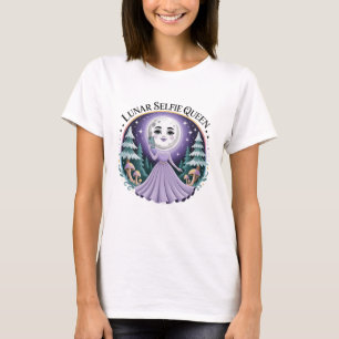 Magical Moon in Forest Selfie Fantasy Illustration T-Shirt