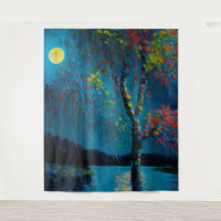 Magical Moon River Tree in oil painting style