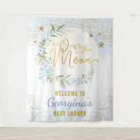 Magical Moon Stars Blue Gold Baby Boy Welcome