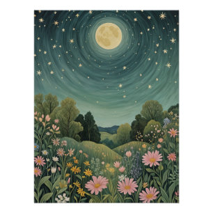 Magical Moonlit Meadow Poster