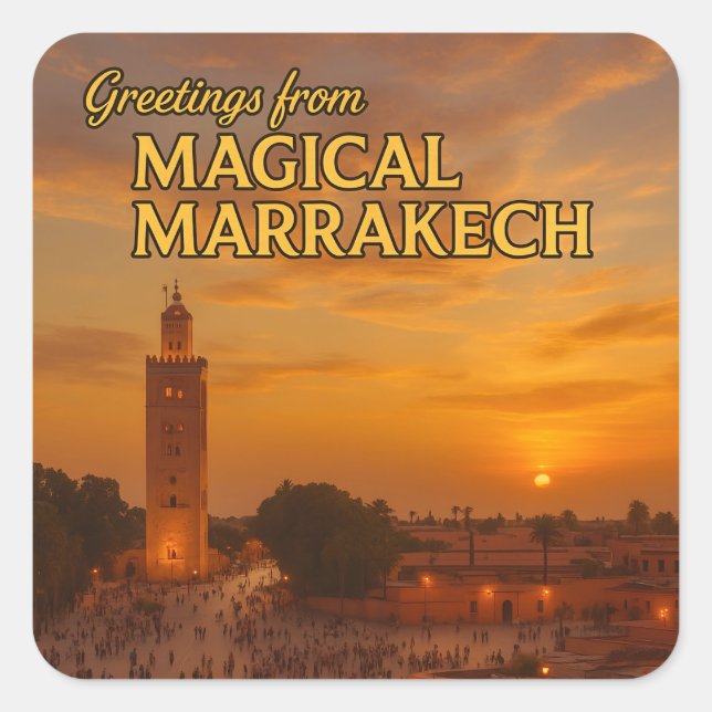 Magical Morocco Sunset View Koutoubia Marrakech  Square Sticker (Front)