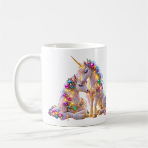 Magical Mother and Baby Unicorn Pastel Rainbow Dec Coffee Mug