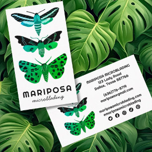 Magical MOTHS Aesthetician Beauty Salon Green Business Card