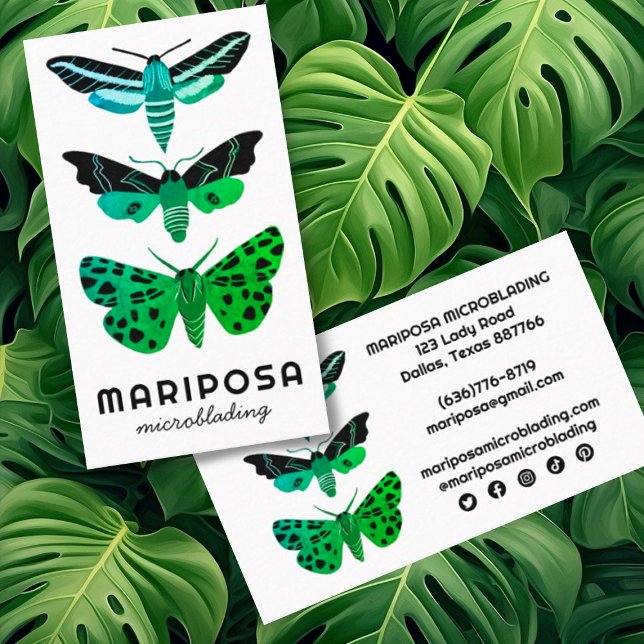 Magical MOTHS Aesthetician Beauty Salon Green Business Card (Creator Uploaded)