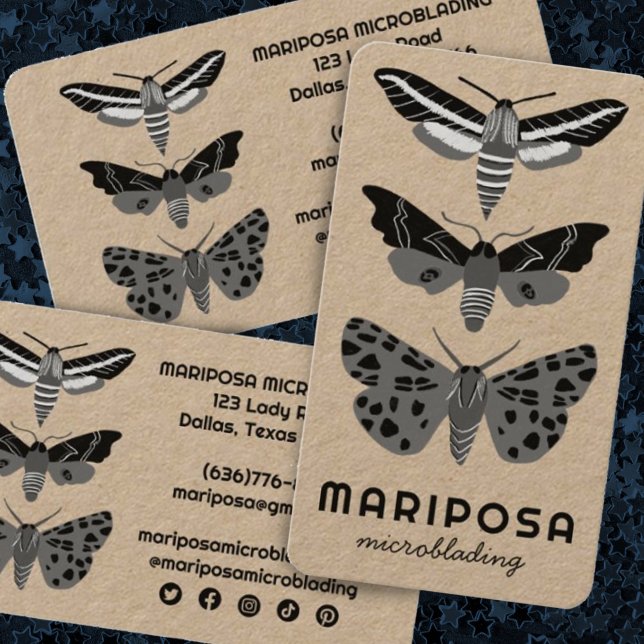 Magical MOTHS Aesthetician Beauty Salon Kraft Business Card (Creator Uploaded)