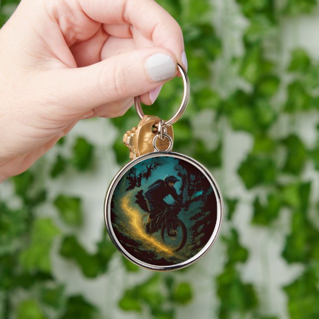 Magical Mountain Biking Adventure Trail Scene  Key Ring (Hand)