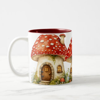 Magical Mushroom Cottage Two-Tone Coffee Mug