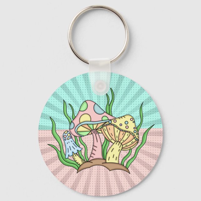 Magical Mushroom Cute Pastel   Key Ring (Front)