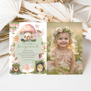 Magical Mushroom Fairy Birthday Photo Thank You Card