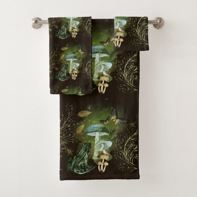 Magical Mushroom Frog Bath Towel Set (Insitu)